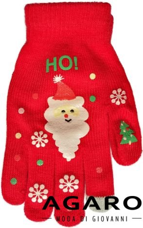 Dotykové rukavice se zimním motivem - Barva: Červená, Varianta: Santa Claus