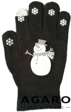 Dotykové rukavice se zimním motivem - Barva: Červená, Varianta: Santa Claus