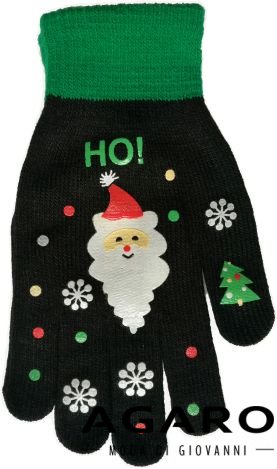 Dotykové rukavice se zimním motivem - Barva: Černá, Varianta: Santa Claus